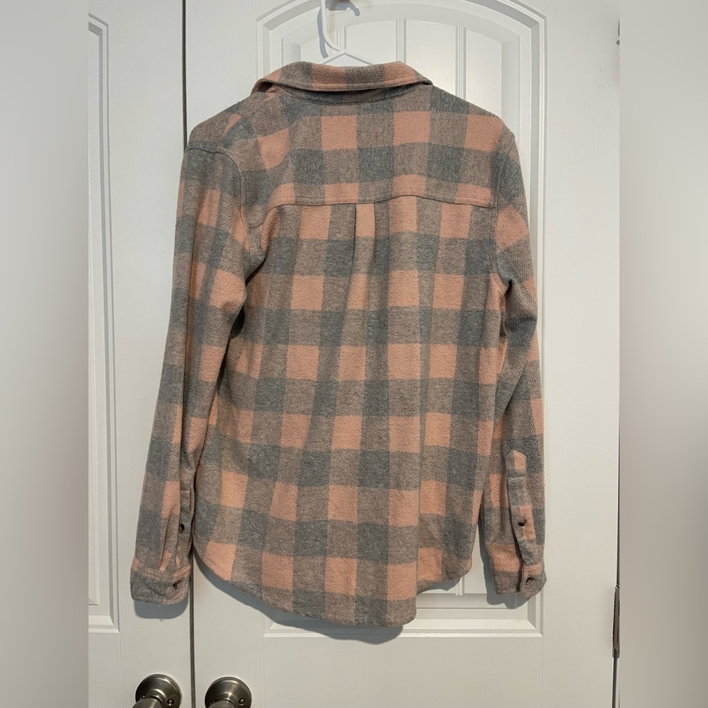 BeachLunchLounge Plaid Button Front Shacket Jacket Pink Gray Size Medium M - Picture 4 of 6